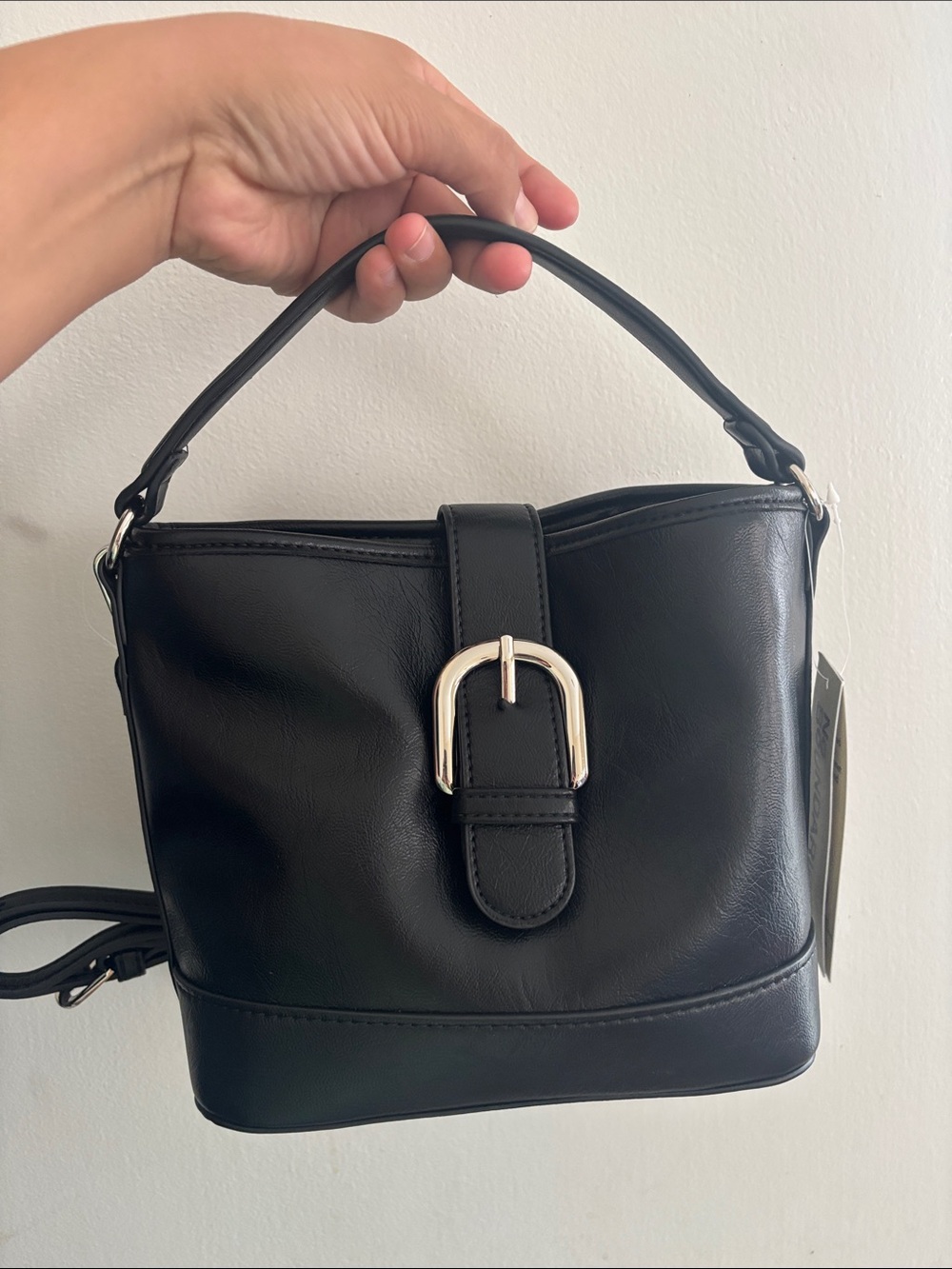 No Boundaries Black Buckle Accent Top-Handle Shoulder Bag
